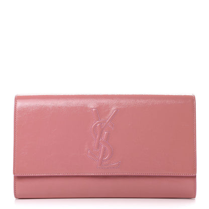 Saint Laurent Textured Patent Large Belle De Jour Clutch Pink 1 of 9
