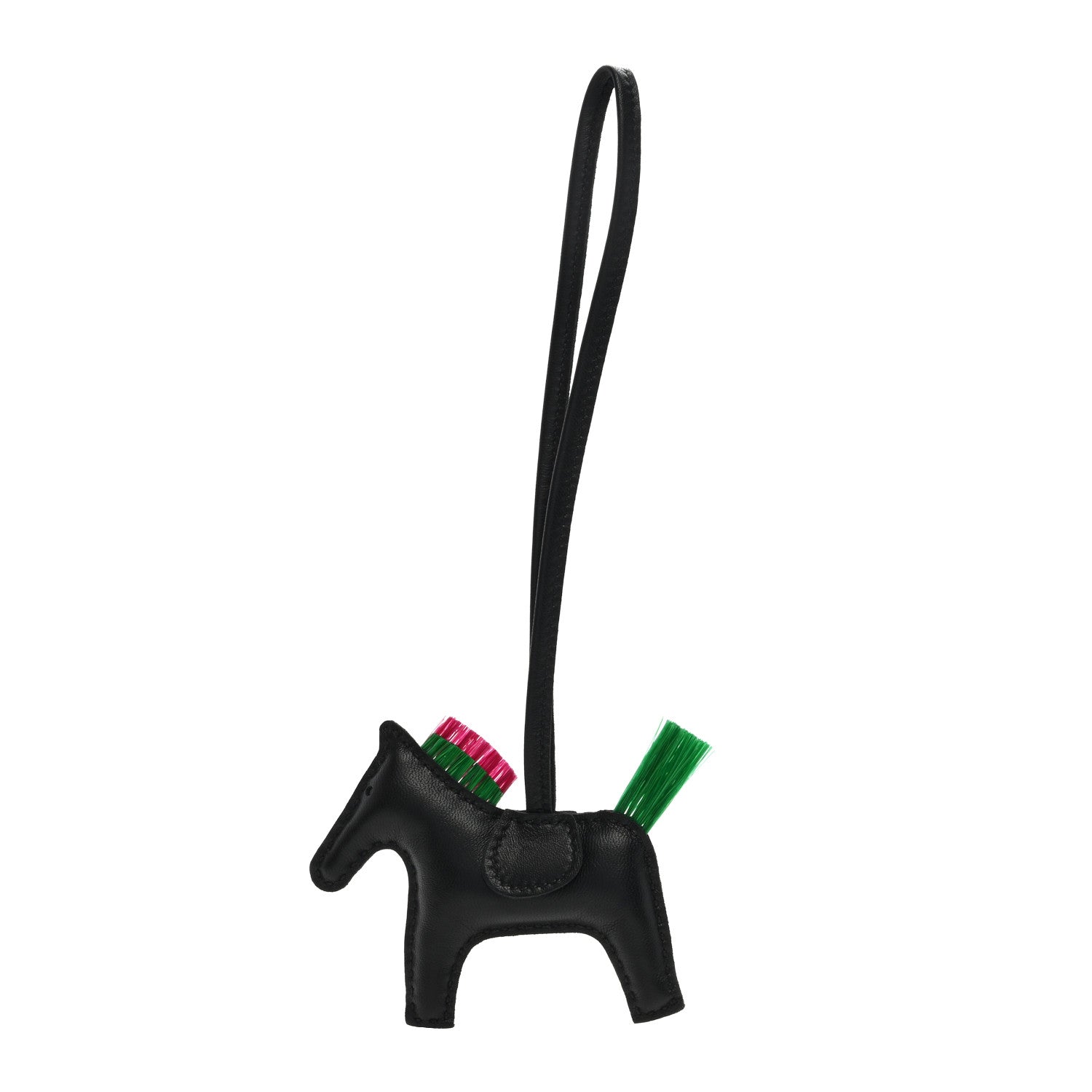 Hermes Milo Lambskin Horse Hair Grigri Rodeo Punk Horse Bag Charm PM Black Menthe Magnolia 1 of 3