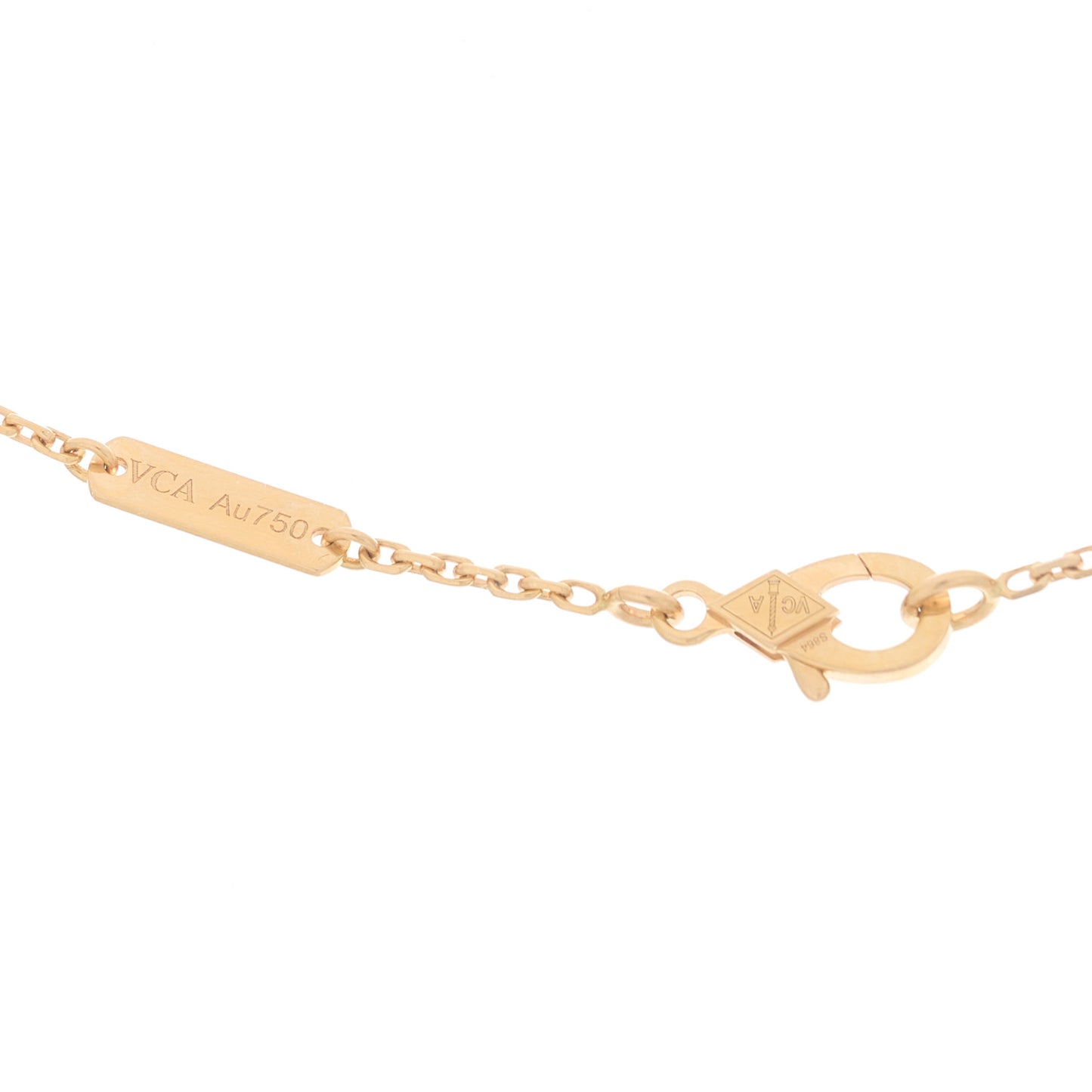 18K Rose Gold Gray Mother of Pearl Vintage Alhambra Pendant Necklace