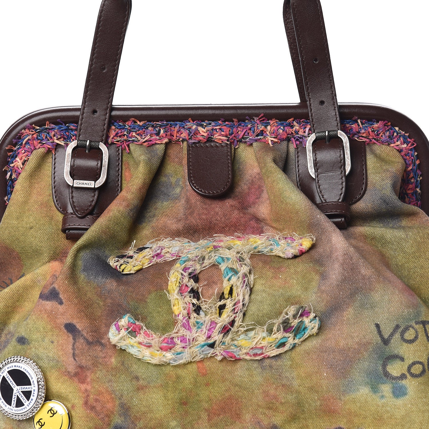Chanel Washed Toile Graffiti On The Pavements Bowler Khaki Multicolor 15 of 19