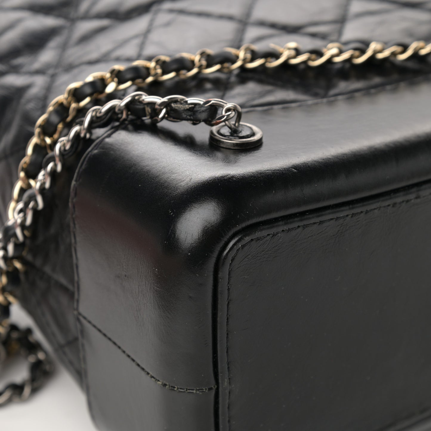 Aged Calfskin Quilted Small Gabrielle Backpack Black