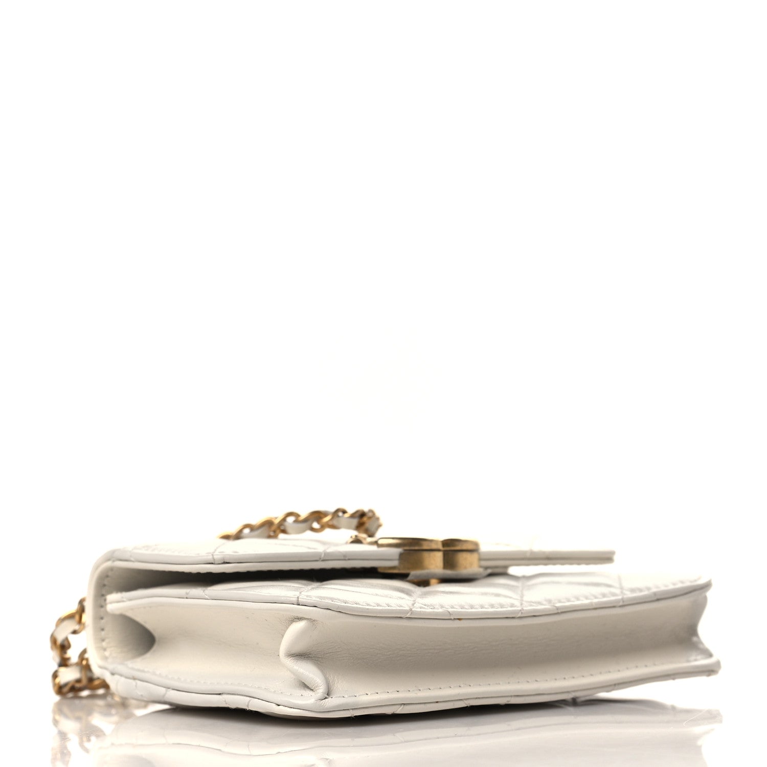 Chanel Calfskin Quilted Perfect Fit Coin Purse With Chain White 3 of 10