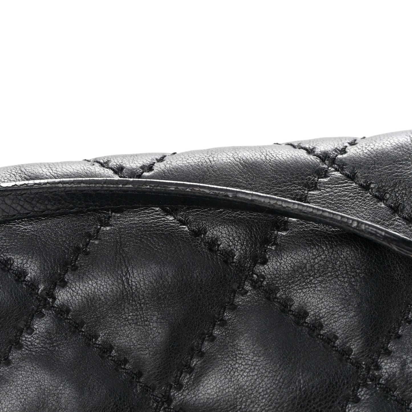 Calfskin Quilted Retro Chain Flap Black