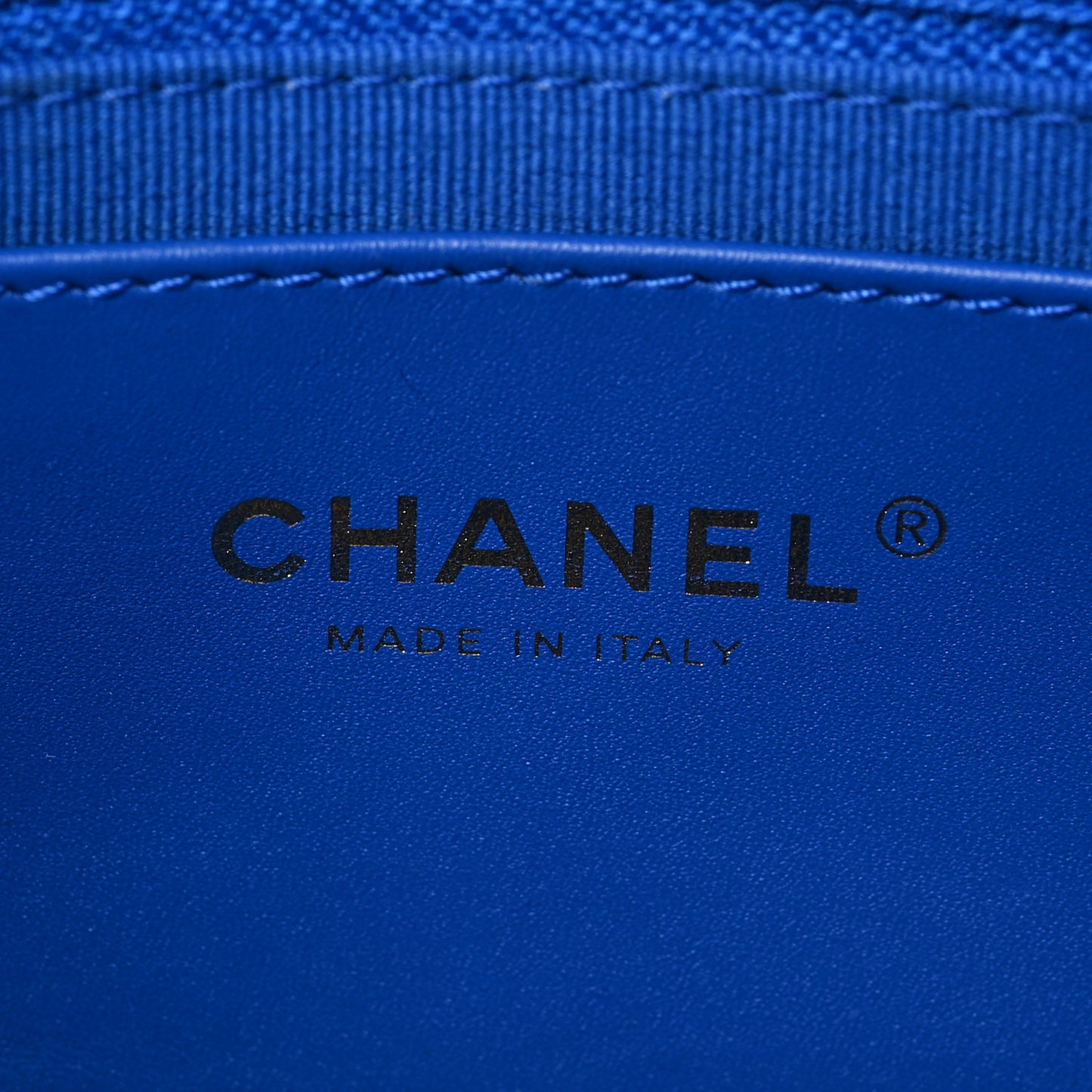 Caviar Quilted Mini Never Ending Chain Flap Blue