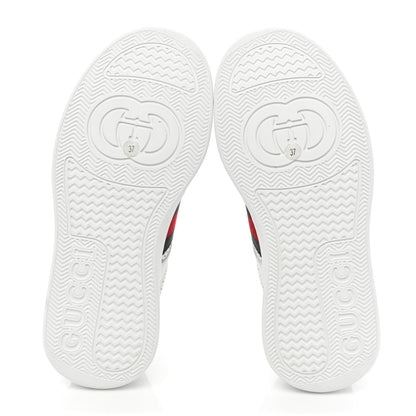 Gucci Calfskin Web Perforated Womens Platform 55mm Sneakers 37 White Bright Splash 6 of 12