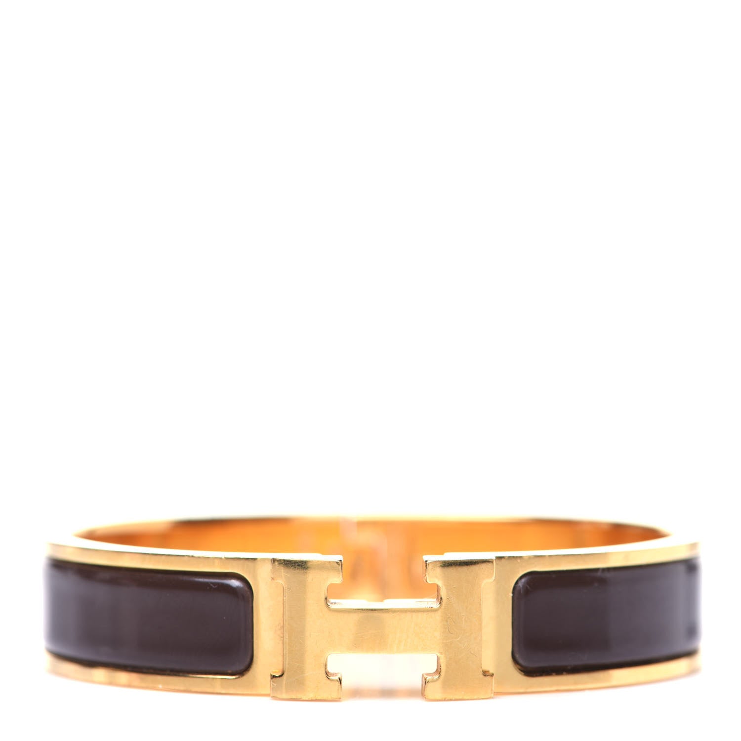 Hermes Enamel Narrow Clic Clac H Bracelet PM Cachou 1 of 5