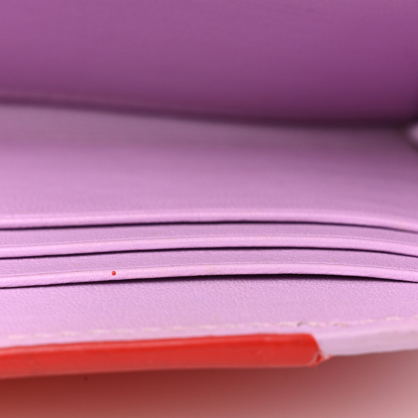 Calfskin Bi-Color Envelope Chain Wallet Red Purple