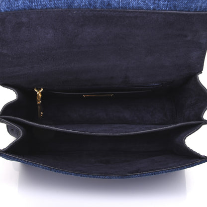 Miu Miu Denim Goatskin Bandoliera Madras Shoulder Bag Blue 5 of 10