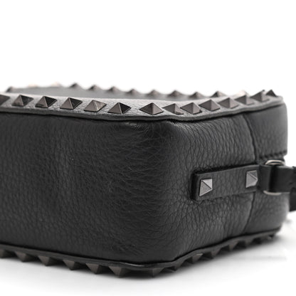 Valentino Garavani Pebbled Calfskin Rockstud Camera Crossbody Bag Black 8 of 9