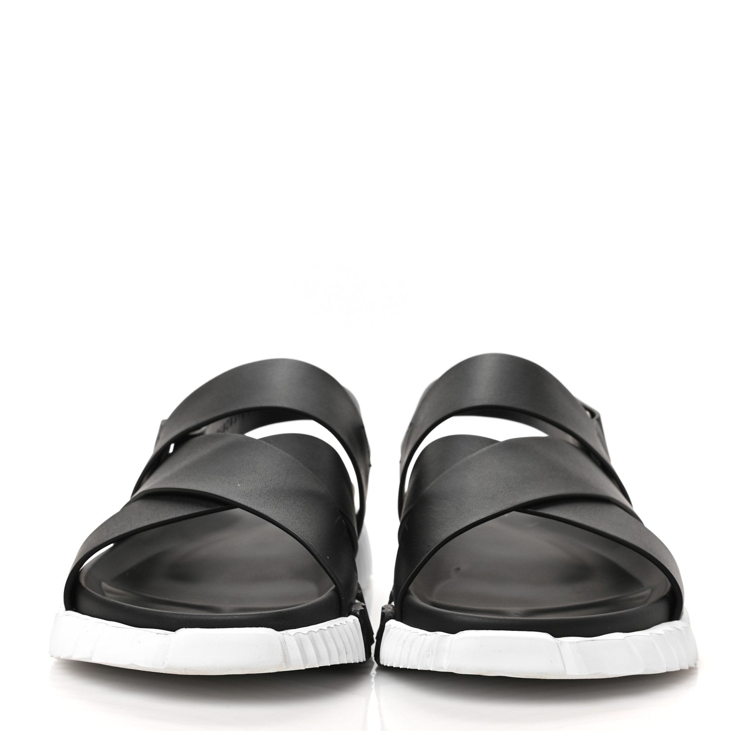 HERMES エレクトリック　39.5 Hermes Parachute Fabric Calfskin Womens Electric Sandals 39