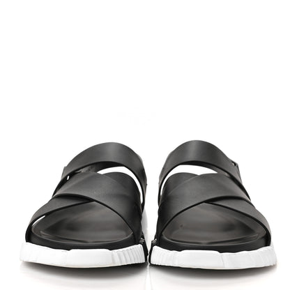 Hermes Parachute Fabric Calfskin Womens Electric Sandals 39 Black 2 of 8