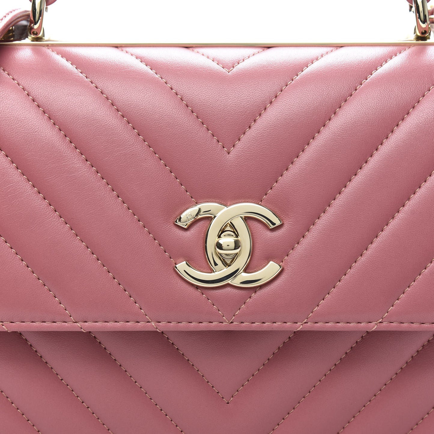 Lambskin Chevron Quilted Small Trendy CC Dual Handle Flap Bag Light Pink