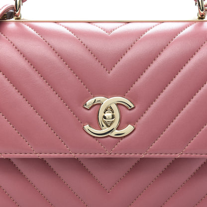 Chanel Lambskin Chevron Quilted Small Trendy CC Dual Handle Flap Bag Light Pink 10 of 10