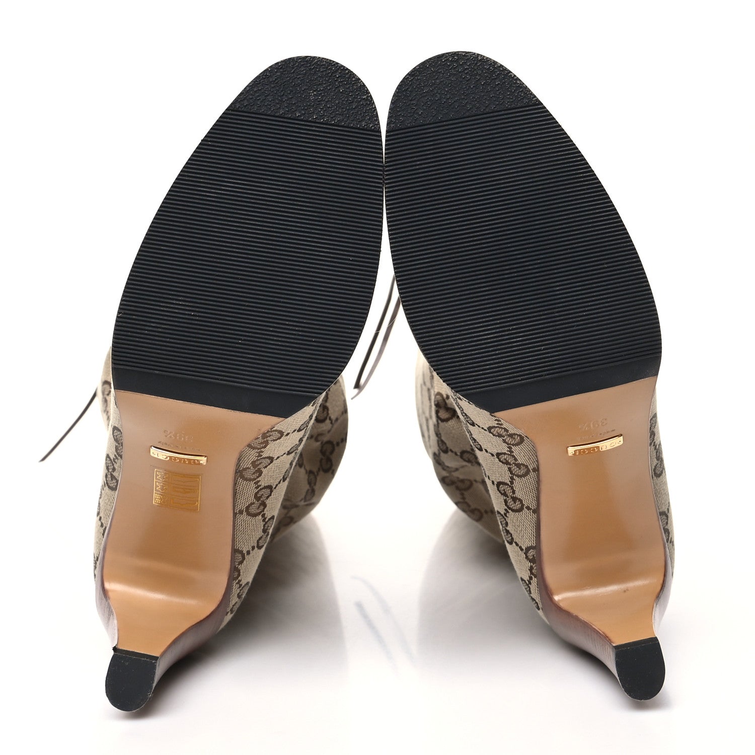 Gucci Monogram Lisa Mid Heel Boots 39.5 Beige Ebony 5 of 7