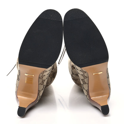 Gucci Monogram Lisa Mid Heel Boots 39.5 Beige Ebony 5 of 7