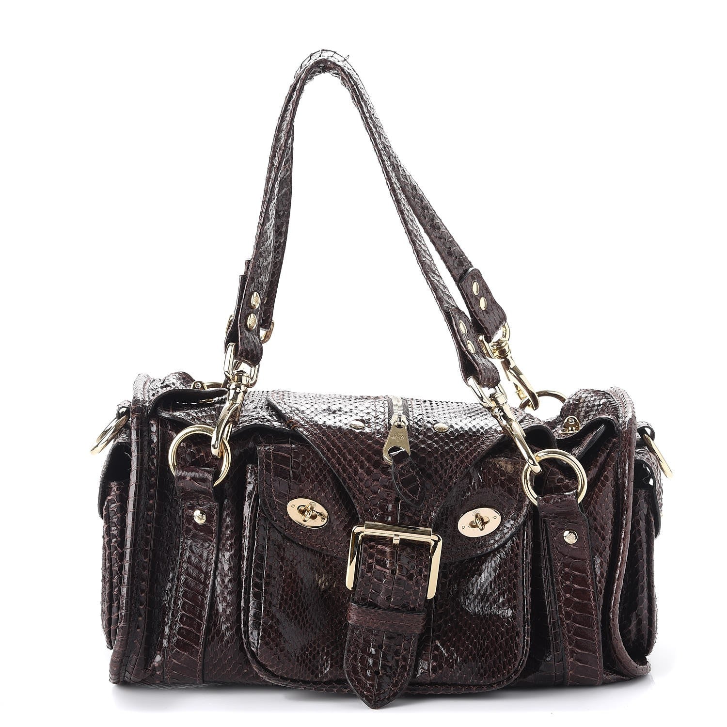 Mulberry Python Alana Shoulder Bag Dark Brown 1 of 10