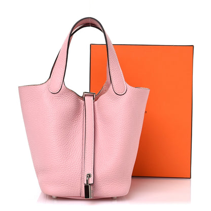 Hermes Taurillon Clemence Picotin Lock 18 PM Rose Sakura 11 of 11