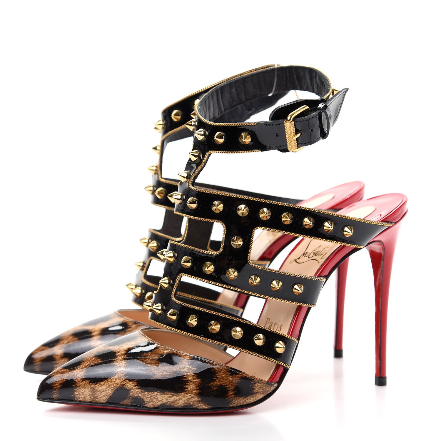Christian Louboutin Patent Leopard Print Tchicaboum 100 Pumps 36.5 Version Brown 3 of 10