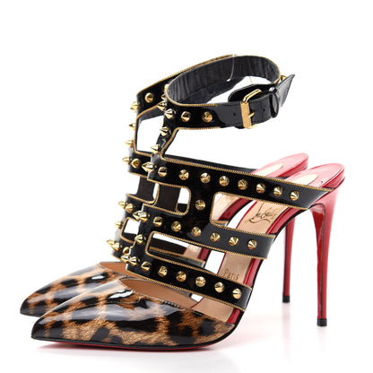 Christian Louboutin Patent Leopard Print Tchicaboum 100 Pumps 36.5 Version Brown 3 of 10