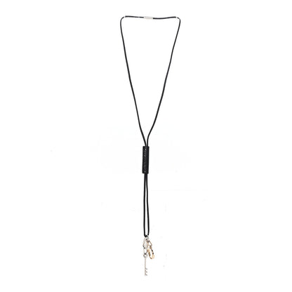Hermes Lizard Palladium Permabrass Curiosite Pendant Necklace Black 3 of 6
