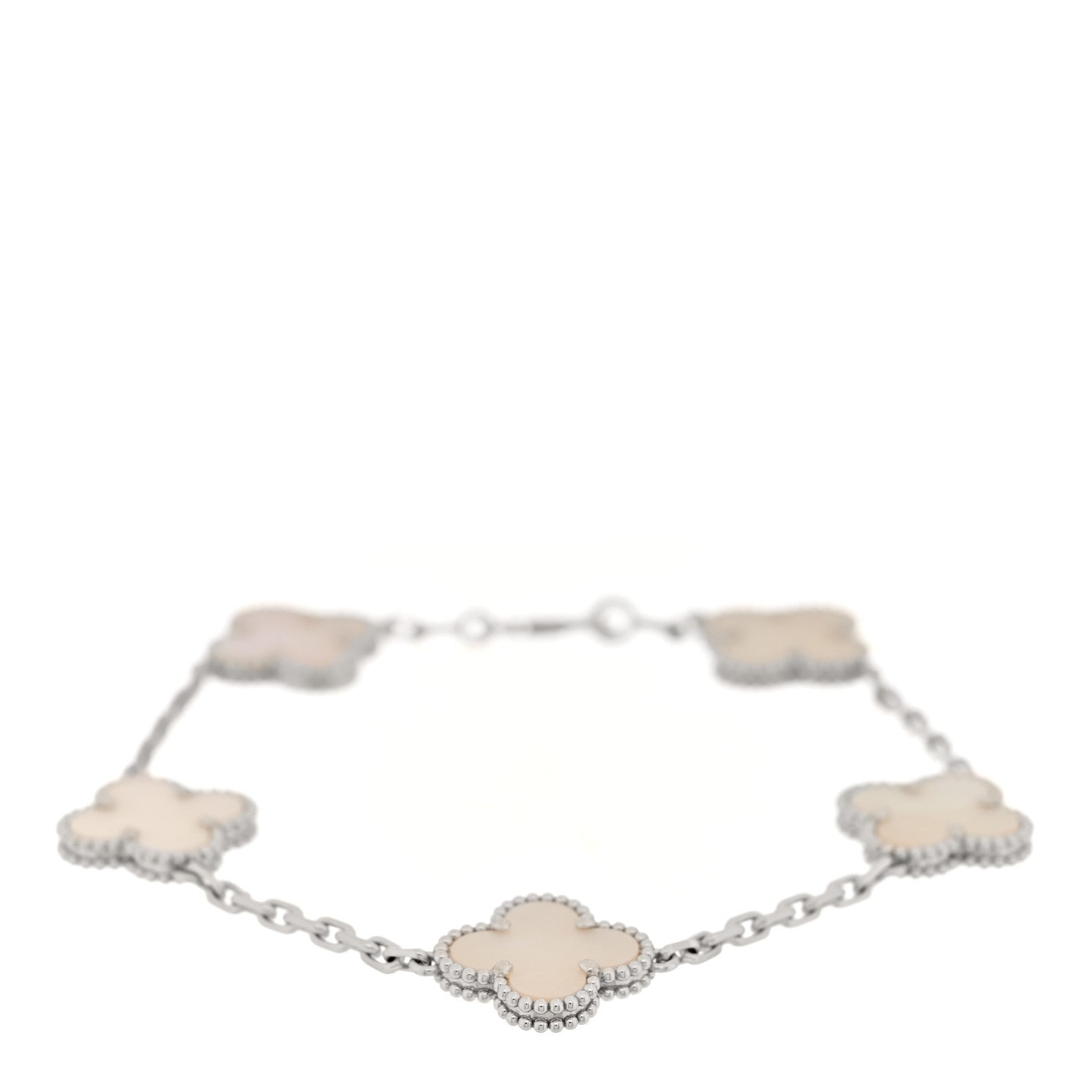 Van Cleef & Arpels 18K White Gold Mother of Pearl 5 Motifs Vintage Alhambra Bracelet 1 of 4