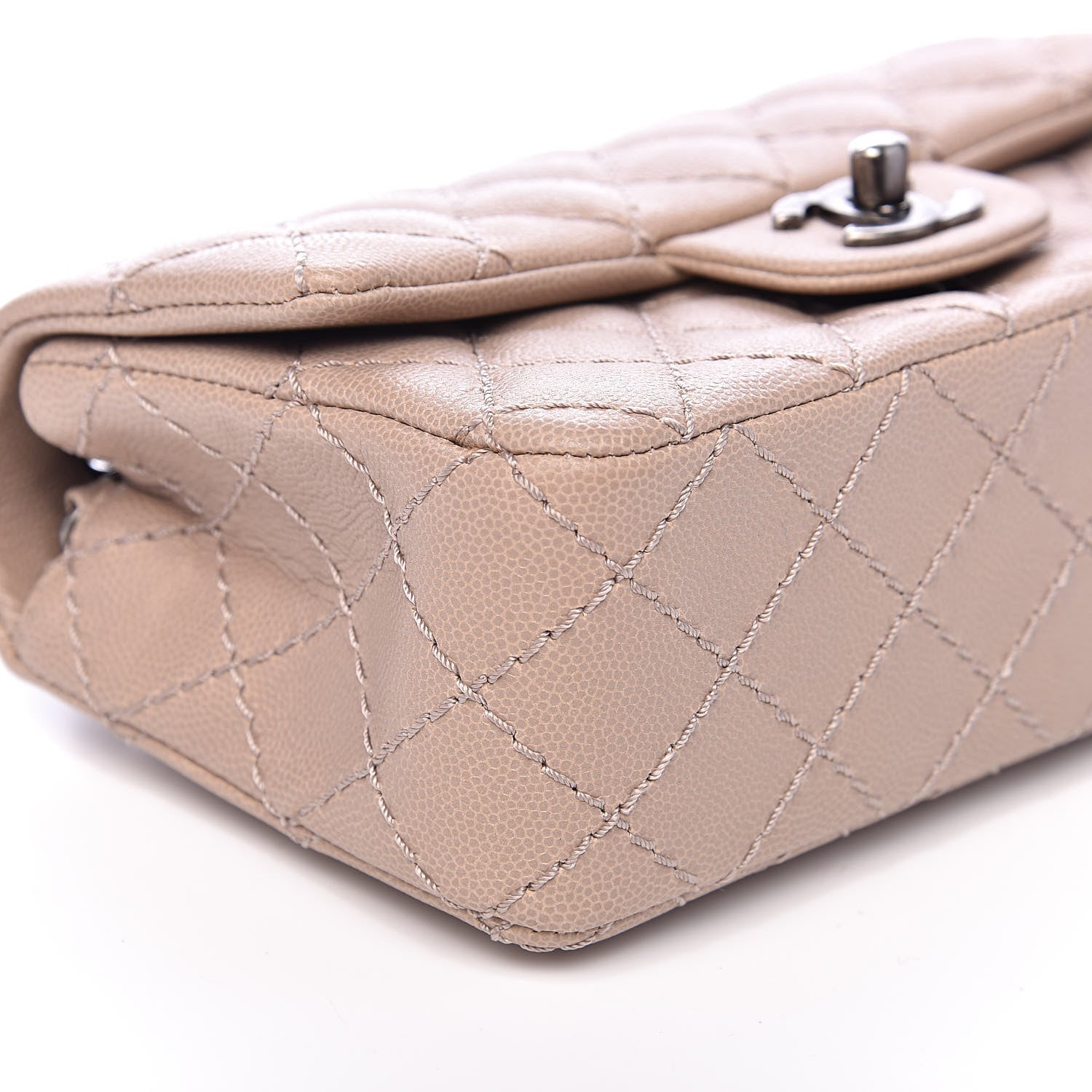 Chanel Caviar Quilted Mini Rectangular Flap Dark Beige 8 of 12