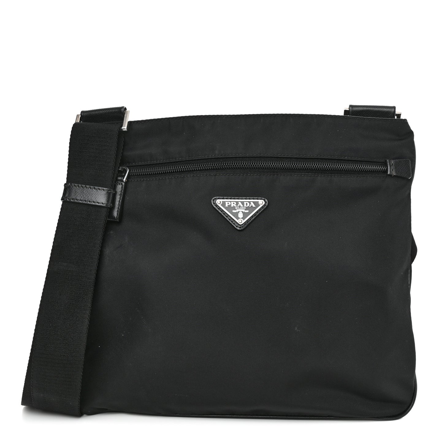 Nylon Vela Flat Messenger Bag Black