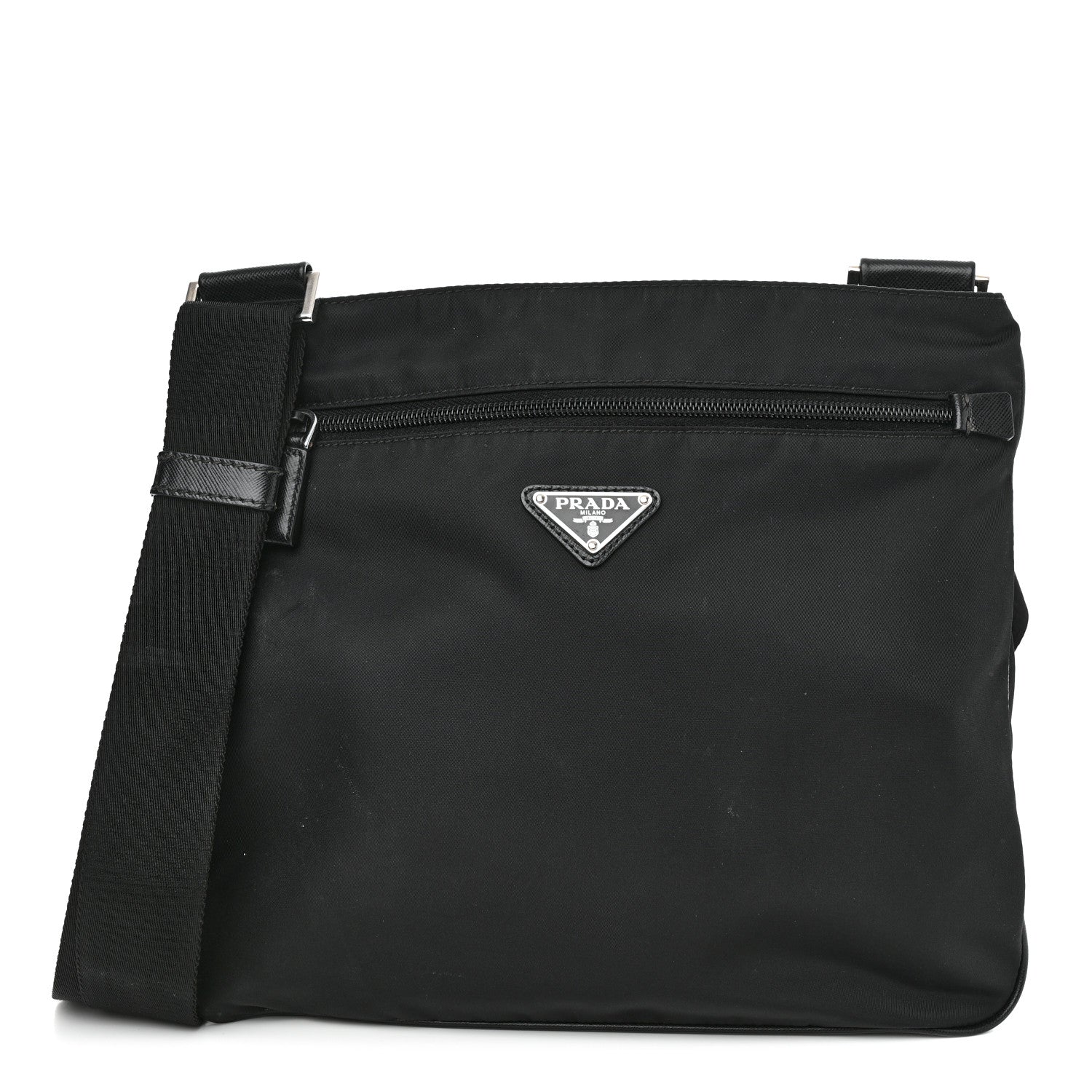 Prada Nylon Vela Flat Messenger Bag Black 1 of 10