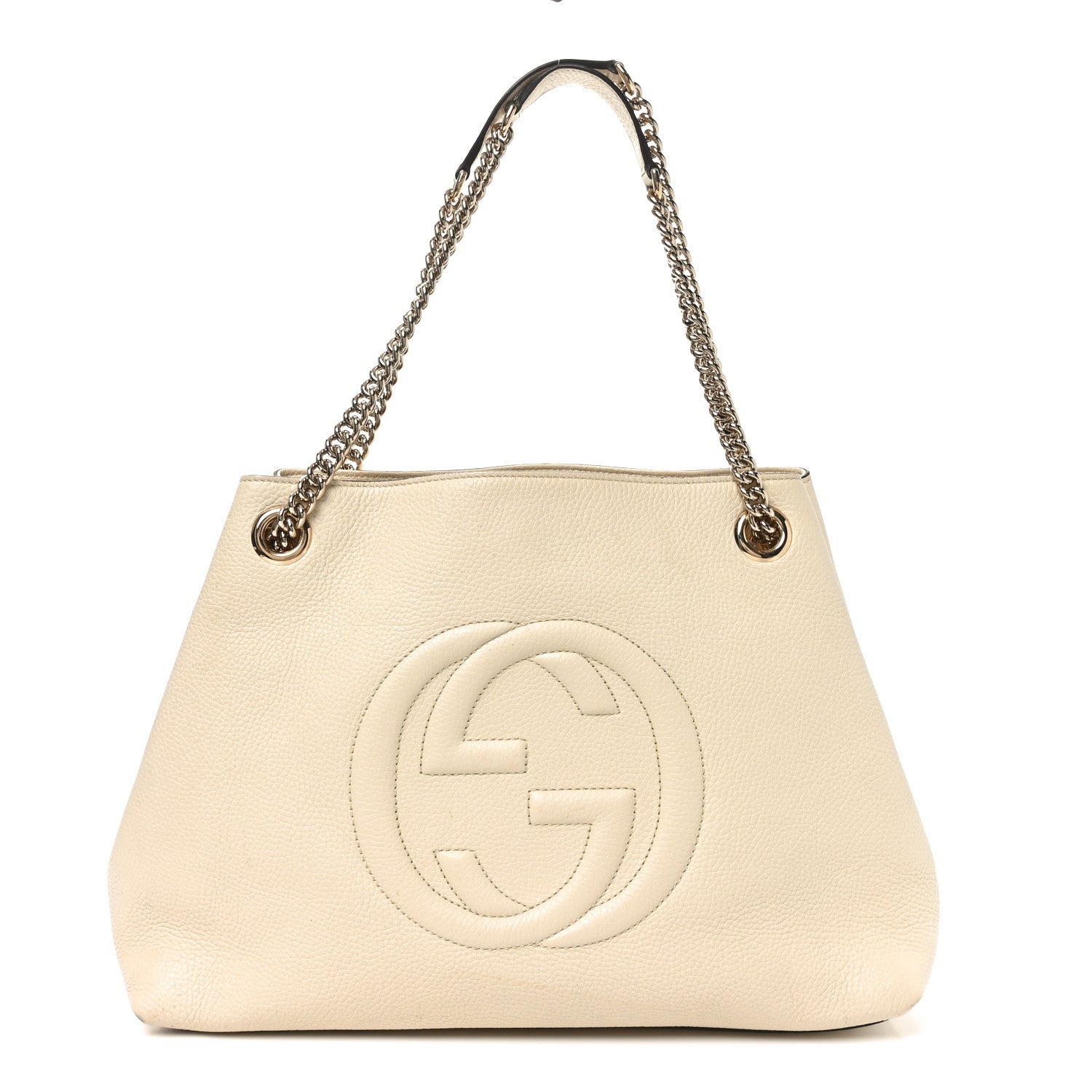 Gucci Pebbled Calfskin Medium Soho Chain Shoulder Bag Off White 1 of 10