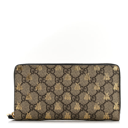 Gucci GG Supreme Monogram Bees Zip Around Wallet 1 of 10
