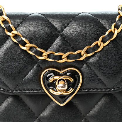 Chanel Lambskin Plexiglass Quilted Coco Love Clutch With Chain Black 9 of 11