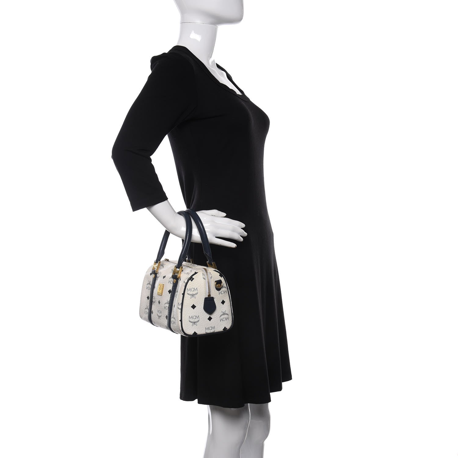 MCM Visetos Boston Satchel Satchel White 2 of 11