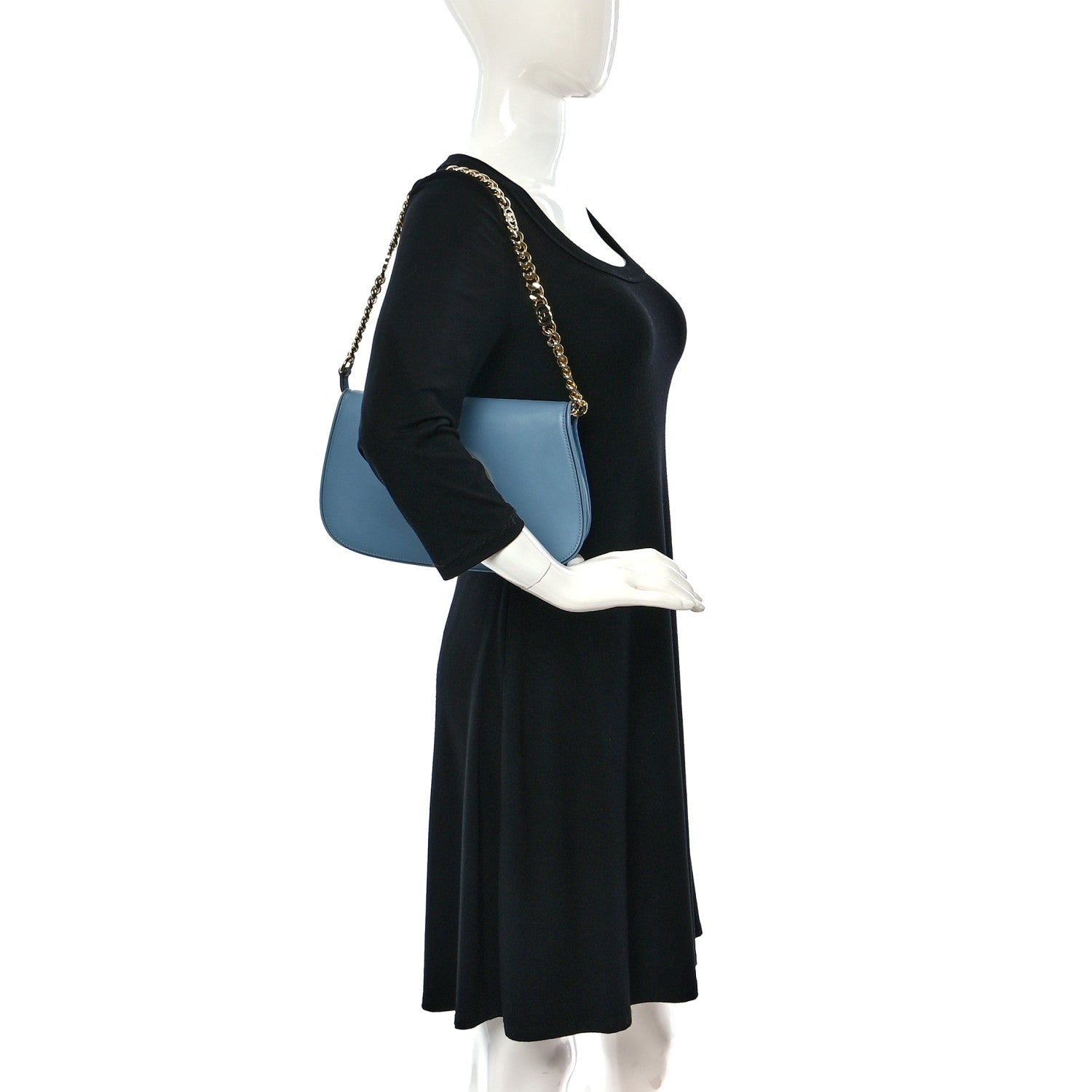 Gucci Roxy Calfskin Blondie Chain Shoulder Flap Bag Cloudy Blue 2 of 8