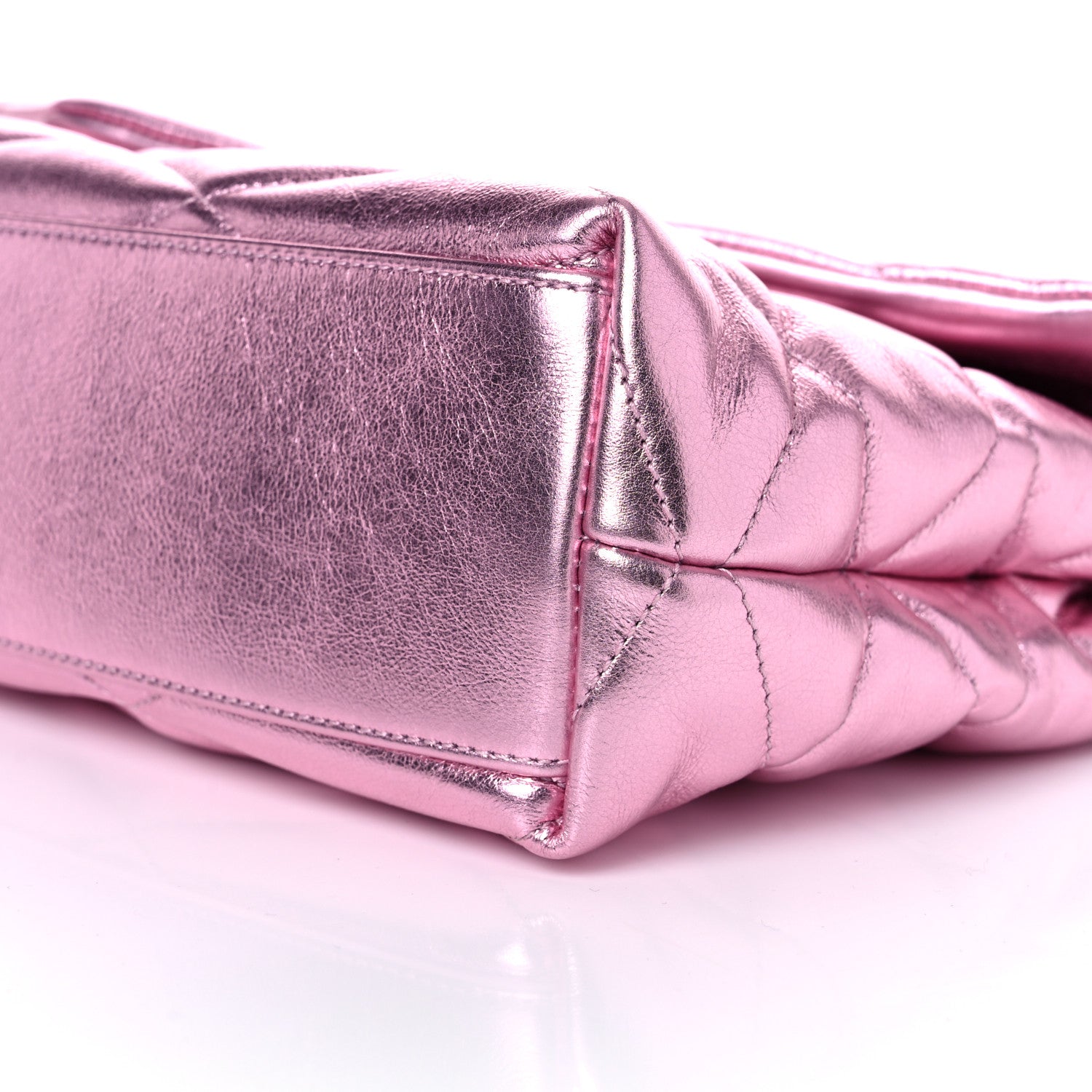 Saint Laurent Metallic Lambskin Quilted Sade Puffer Envelope Clutch Pink 9 of 11