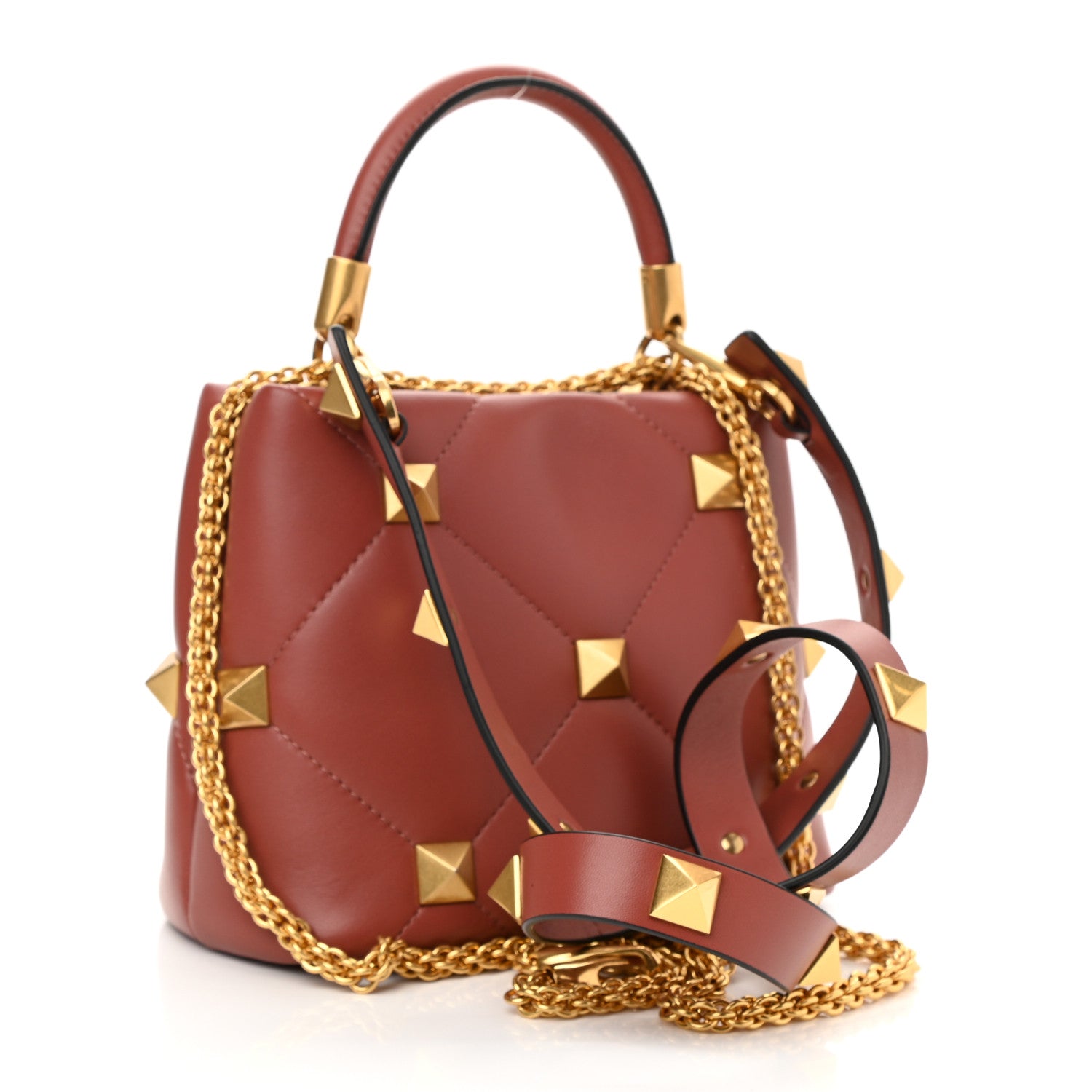 Valentino Garavani Nappa Small Roman Stud The Handle Bag Gingerbread 3 of 7