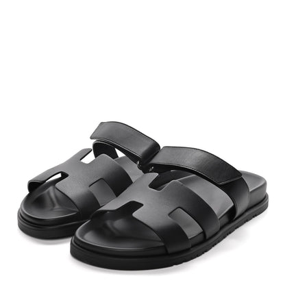 Hermes Calfskin Womens Chypre Sandals 40 Black 3 of 10