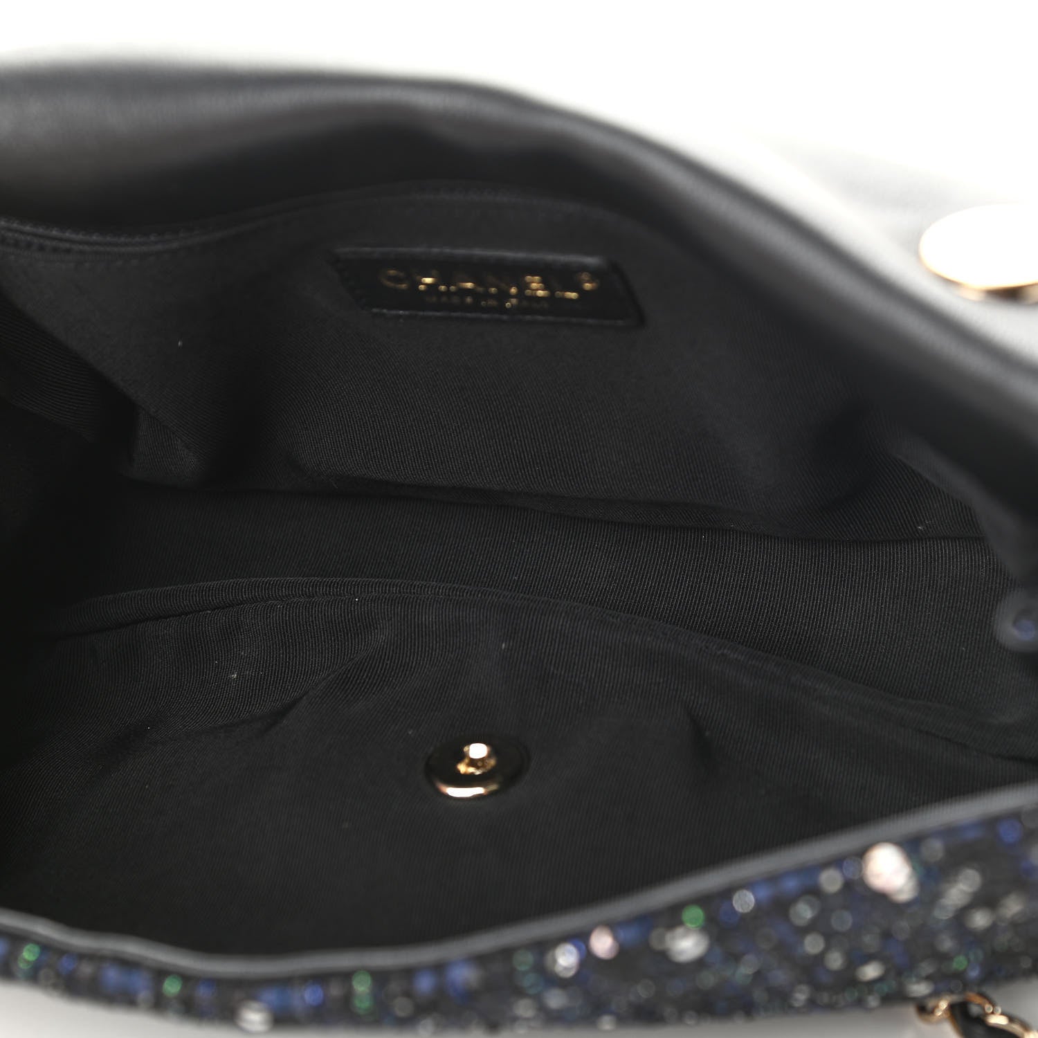 Chanel Tweed Medium Pearl Handle Flap Black Ecru 5 of 15