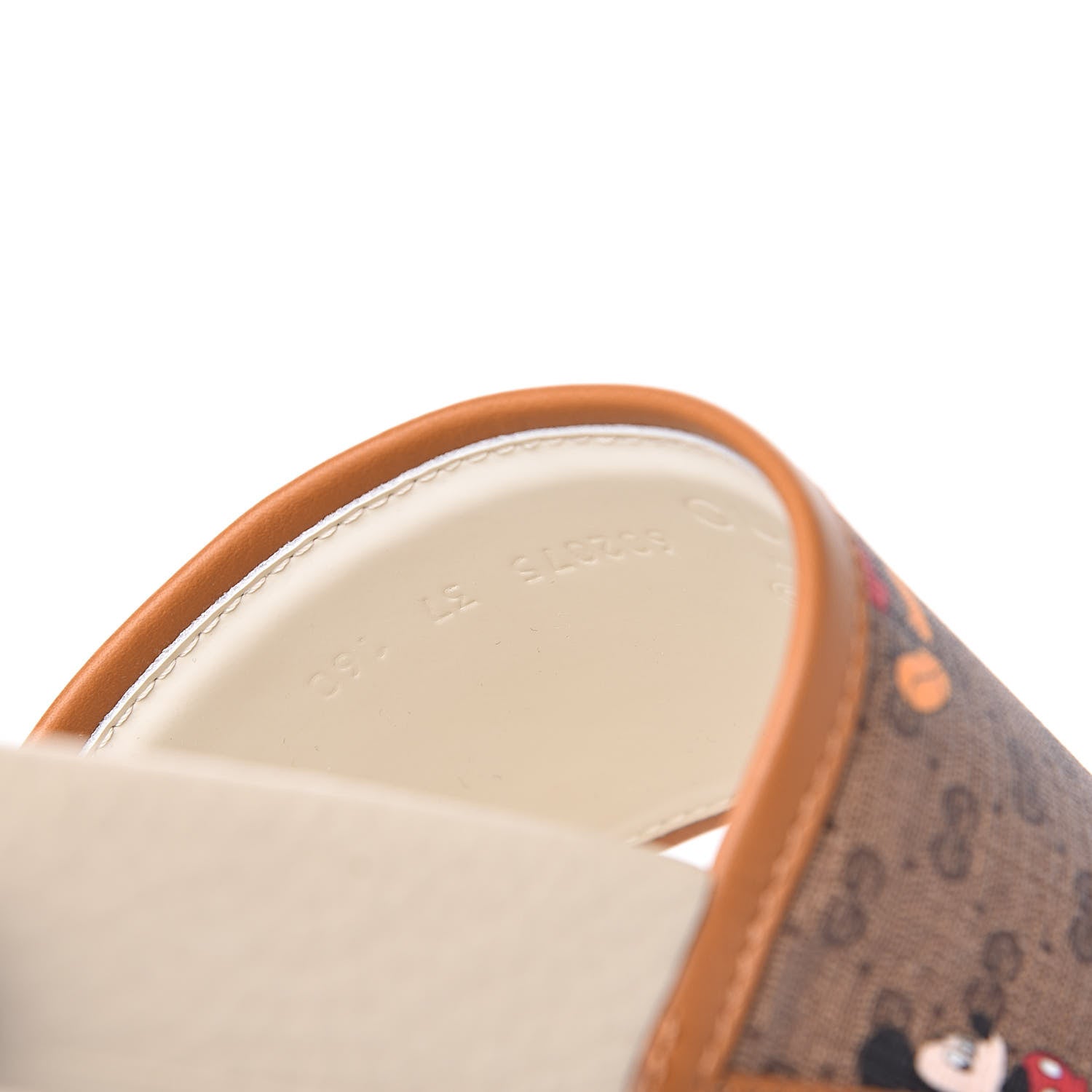 Gucci X DISNEY Mini Vintage GG Supreme Monogram Mickey Mouse Womens Slide Sandals 37 Beige Vintage Sun Oil 10 of 11