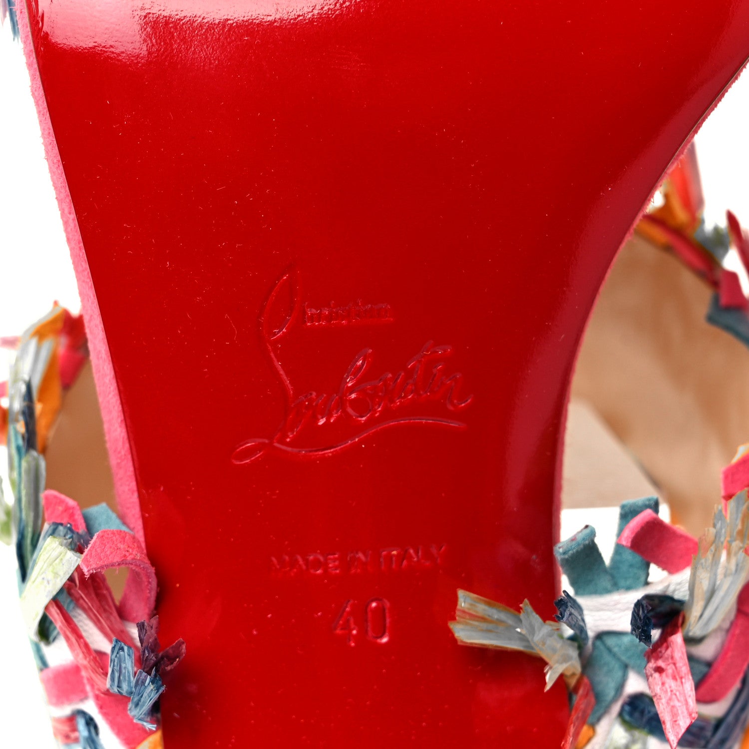 Christian Louboutin Nappa Velvet Suede Raffia Meroine 85 Sandals 40 Multicolor 6 of 8