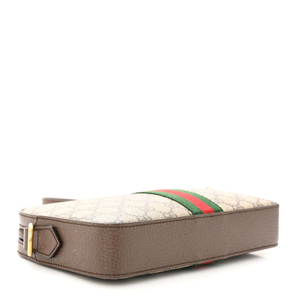 Gucci GG Supreme Monogram Textured Dollar Calfskin Web Ophidia Wristlet Shoulder Bag Beige Ebony New Acero 4 of 11