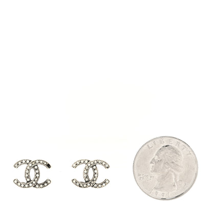 Chanel Crystal Royal Flush CC Stud Earrings Silver 2 of 5