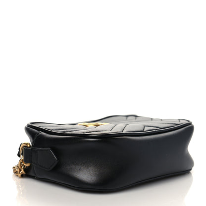Gucci Calfskin Matelasse Mini GG Marmont Chain Shoulder Bag Black 4 of 13