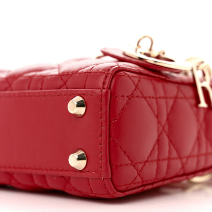 Christian Dior Lambskin Cannage Micro Lady Dior Red 10 of 10