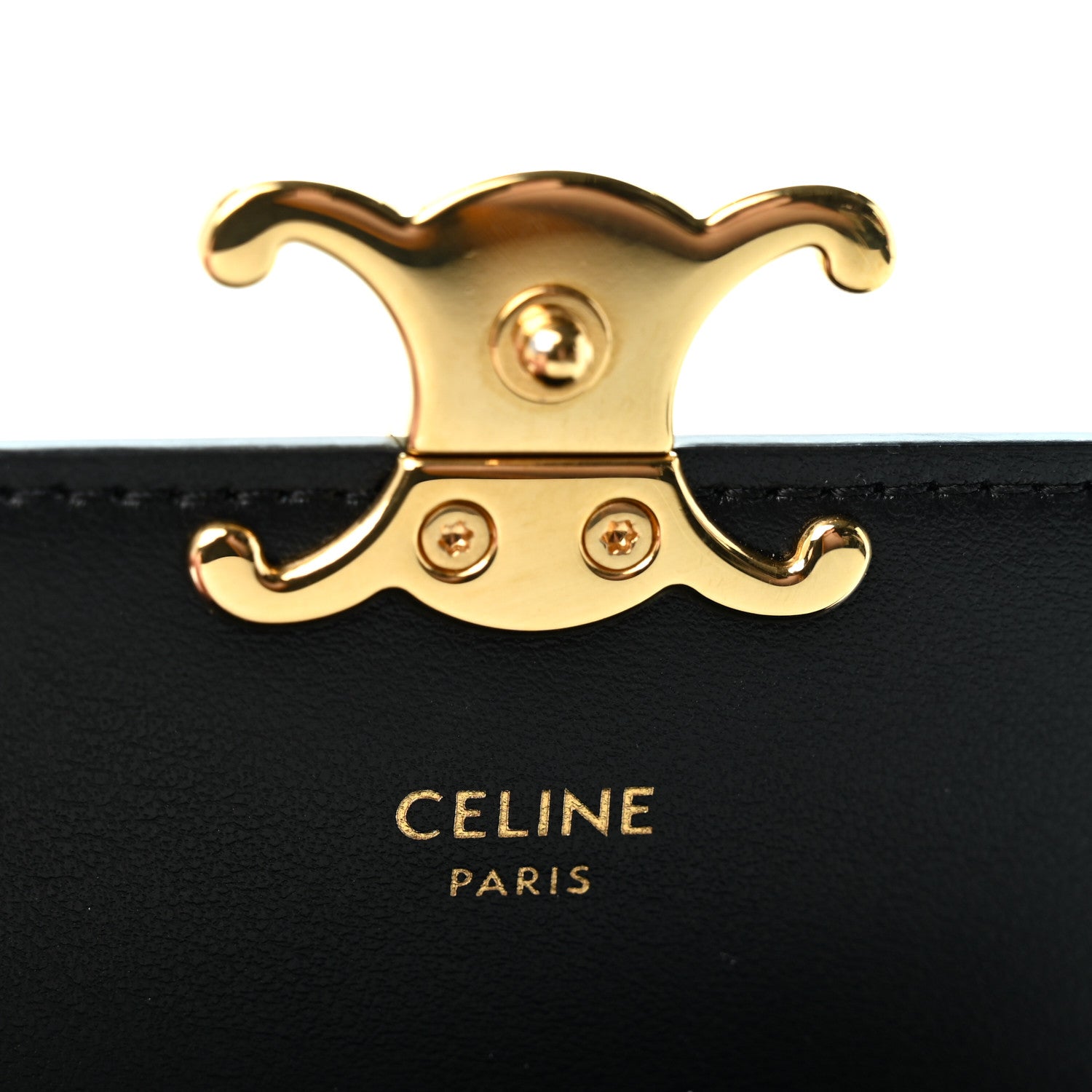 Celine Shiny Calfskin Triomphe Flap Card Holder Black 6 of 11