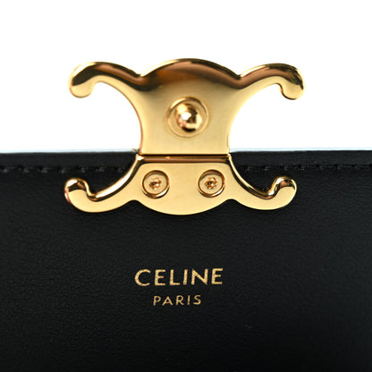Celine Shiny Calfskin Triomphe Flap Card Holder Black 6 of 11