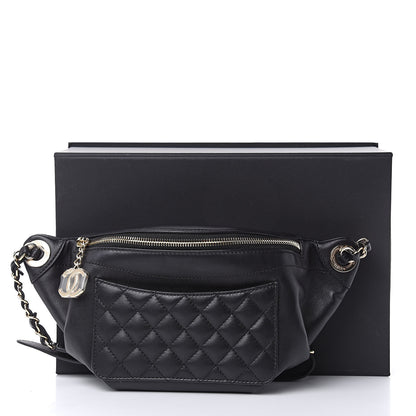Chanel Lambskin Quilted Waist Bag Fanny Pack Black 10 of 10