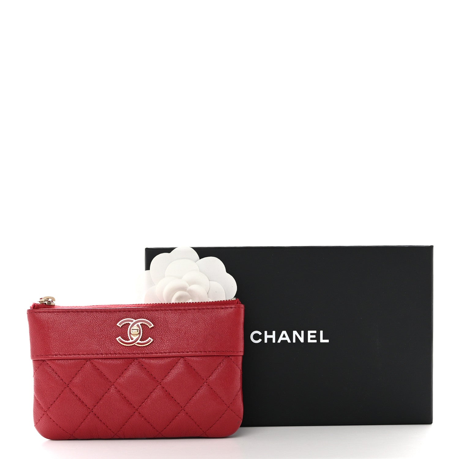 Chanel Sheepskin Quilted Small Mademoiselle Vintage Zip Pouch Red 9 of 9