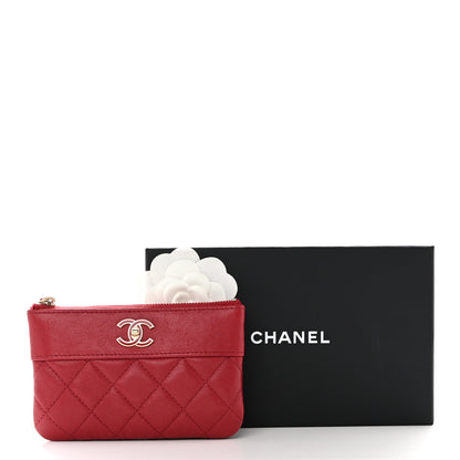 Chanel Sheepskin Quilted Small Mademoiselle Vintage Zip Pouch Red 9 of 9