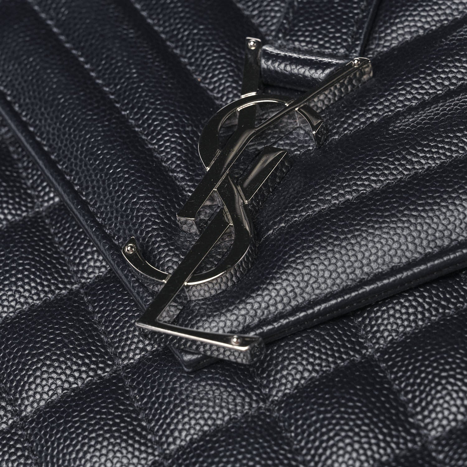Saint Laurent Grain De Poudre Textured Mixed Matelasse Triquilt Medium Monogram Satchel Deep Marine 9 of 12