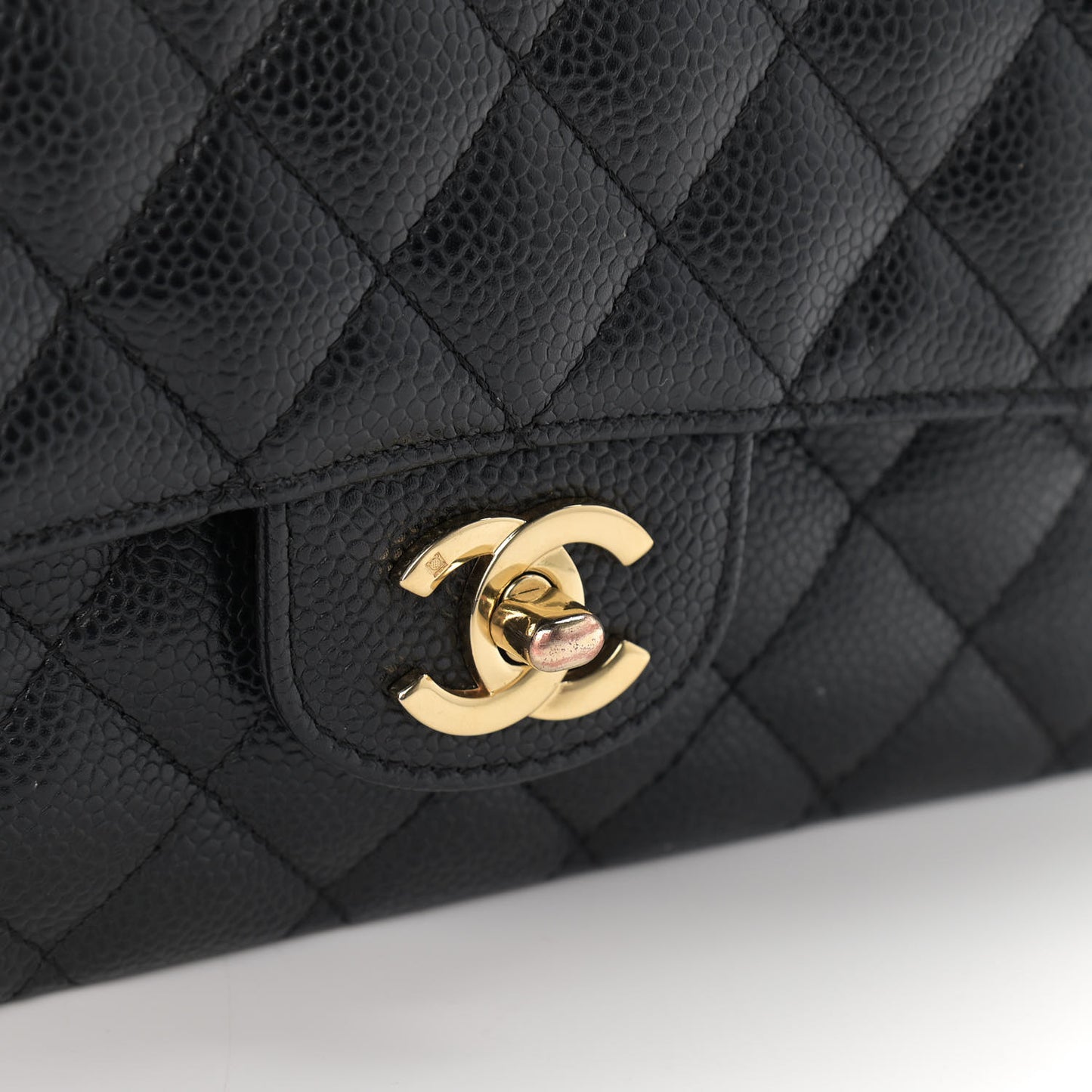 Caviar Quilted Medium Double Flap Black